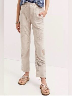 Pilcro for Anthropologie "The Wanderer" Graphic Cargo Pants Size 28